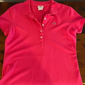 Womens Pink Lacoste Polo Shirt Golf Shirt
